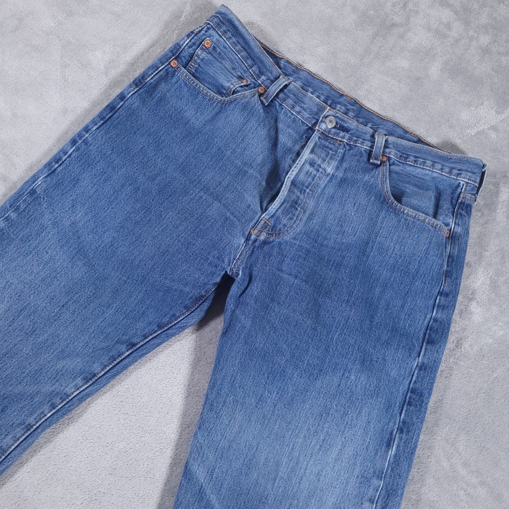 Levi's 501 Jeans Men 38x36 (Fits 36x34) Blue Original Straight Button Fly Denim